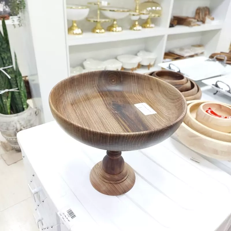 میوه خوری خمره ای پایه دار چوب گردو سایز 30