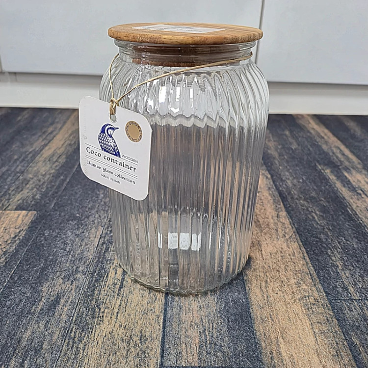 بانکه شیشه ای کوکو سایز 3 درب چوبی دومان