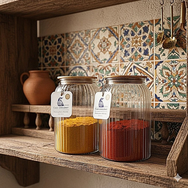 بانکه شیشه ای کوکو سایز 3 درب چوبی دومان