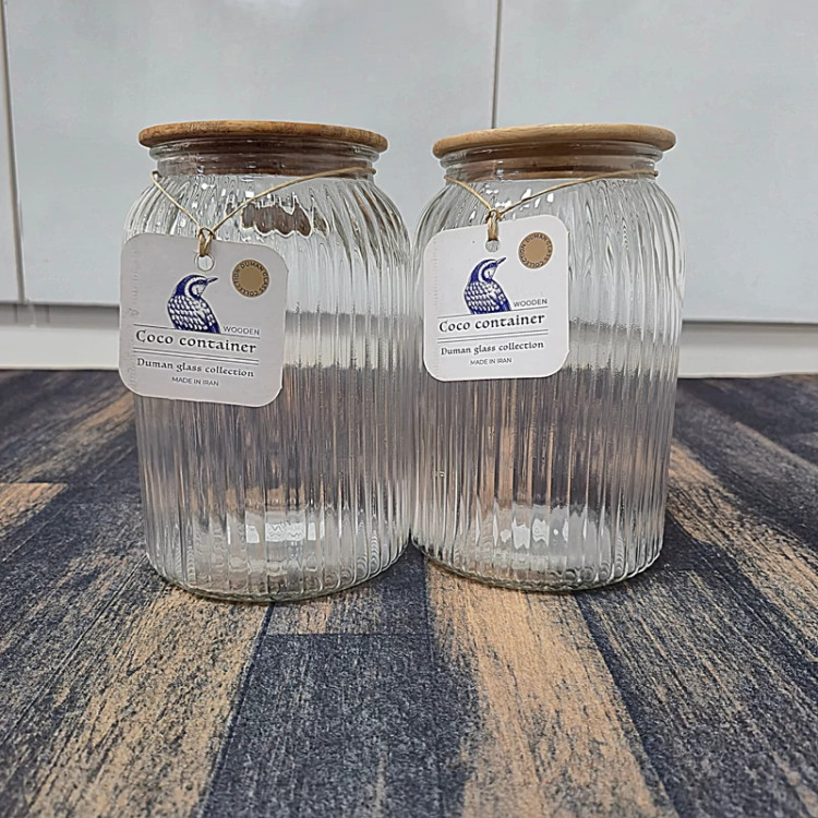 بانکه شیشه ای کوکو سایز 3 درب چوبی دومان
