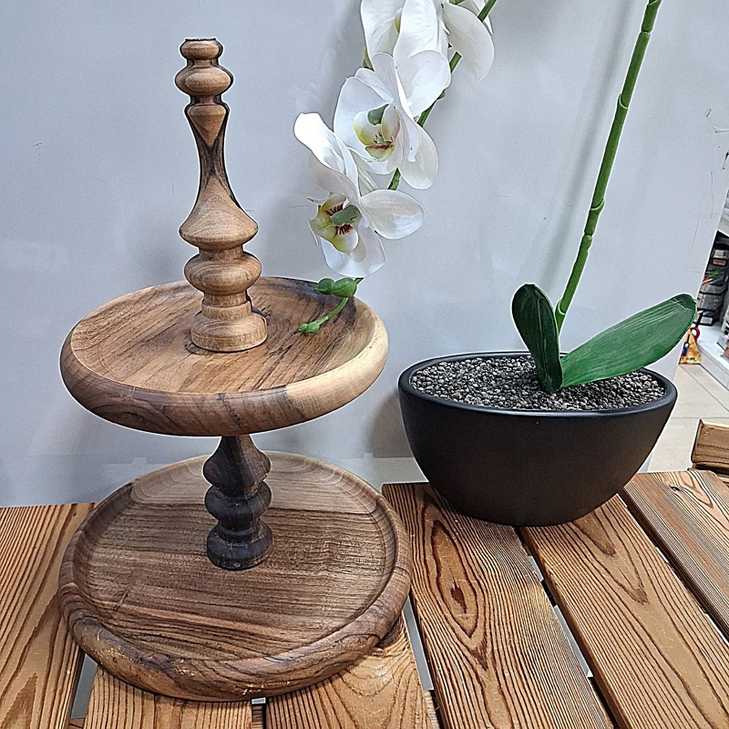 شیرینی خوری دو طبقه گردو متوسط چوبی