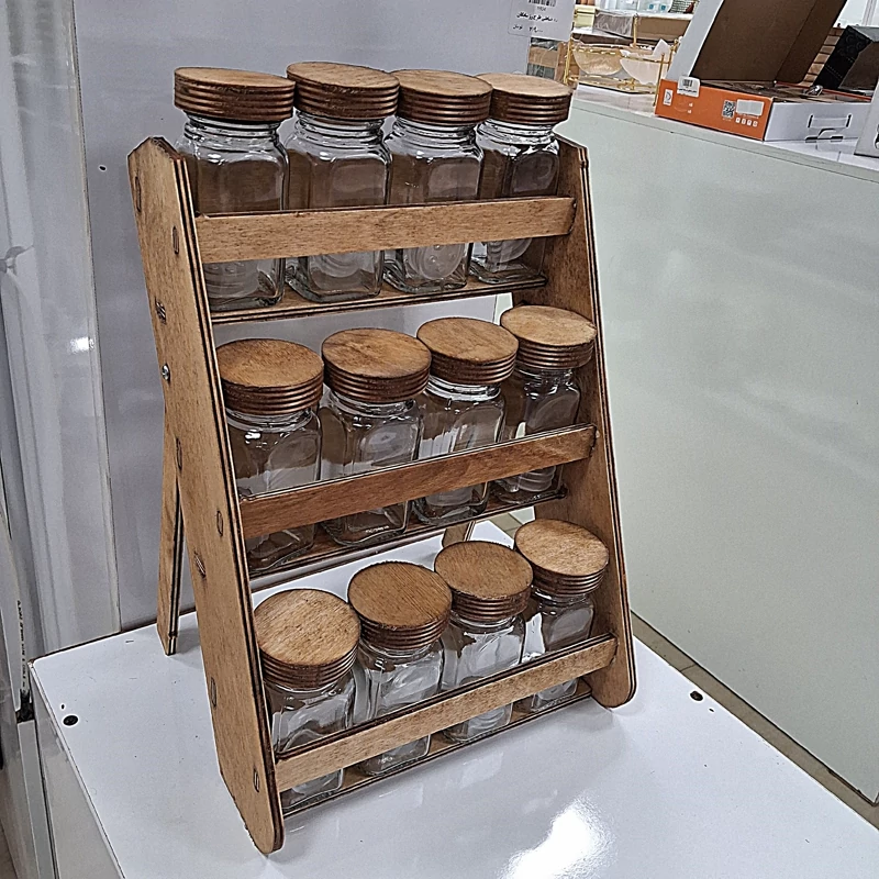 استندمکارتی چوبی 3 طبقه درب چوبی(12تایی)