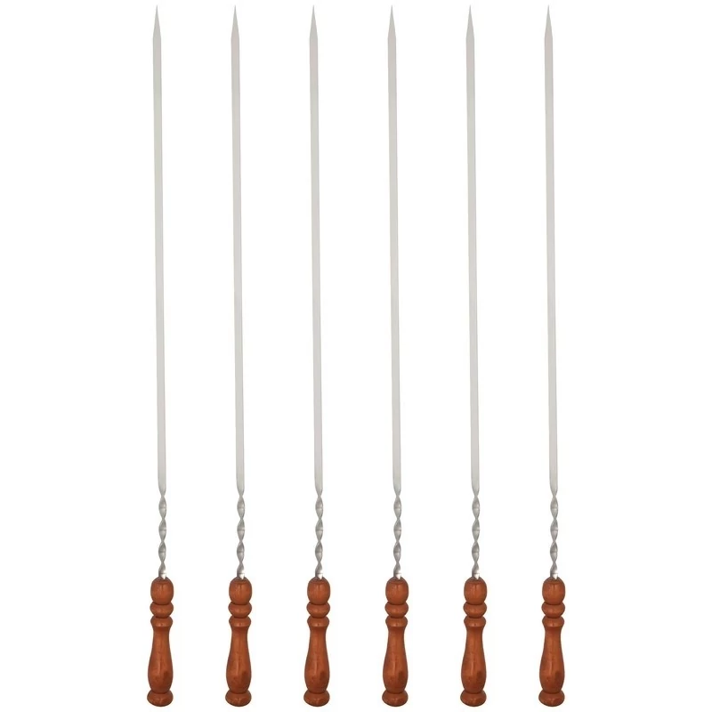سیخ استیل دسته چوبی مدل پیچ دار(3عددی)