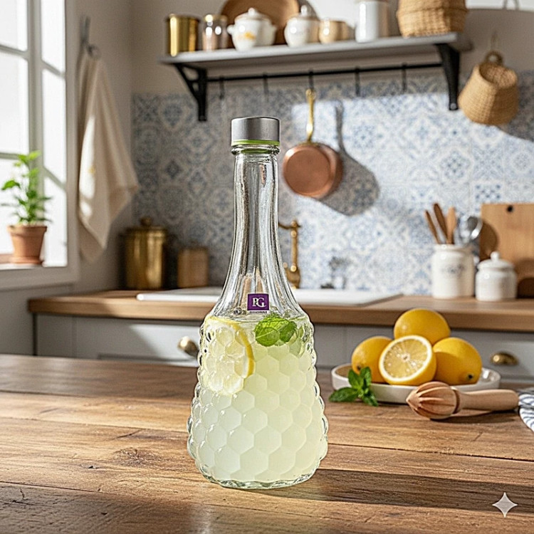 بطری شیشه ای سانرایز درب استیل پیچی
