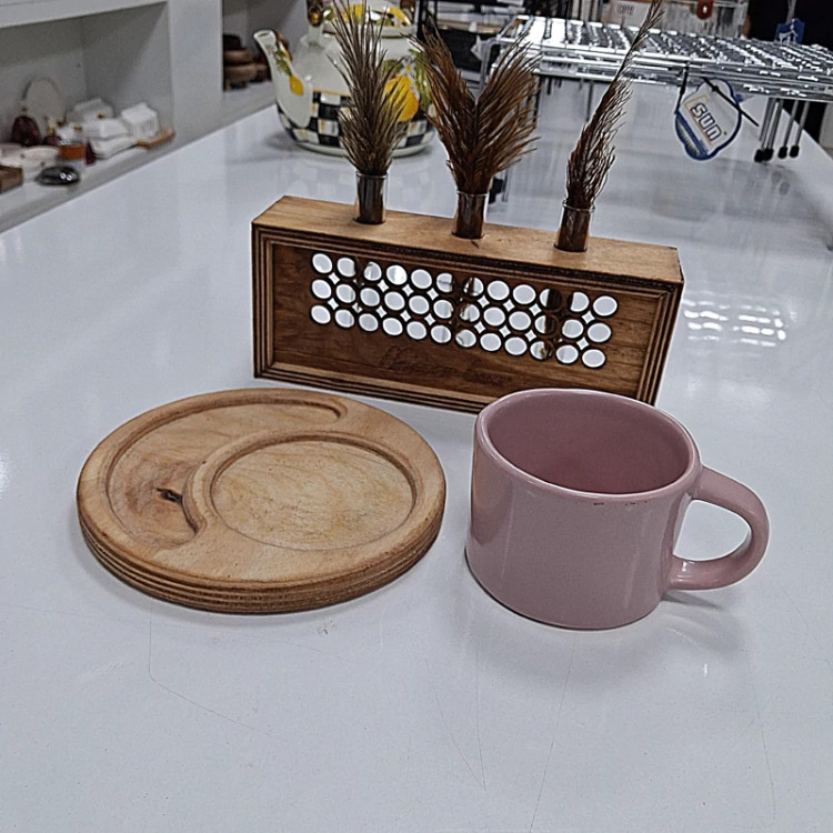 فنجان لاو با کفی چوبی گرد آریسام