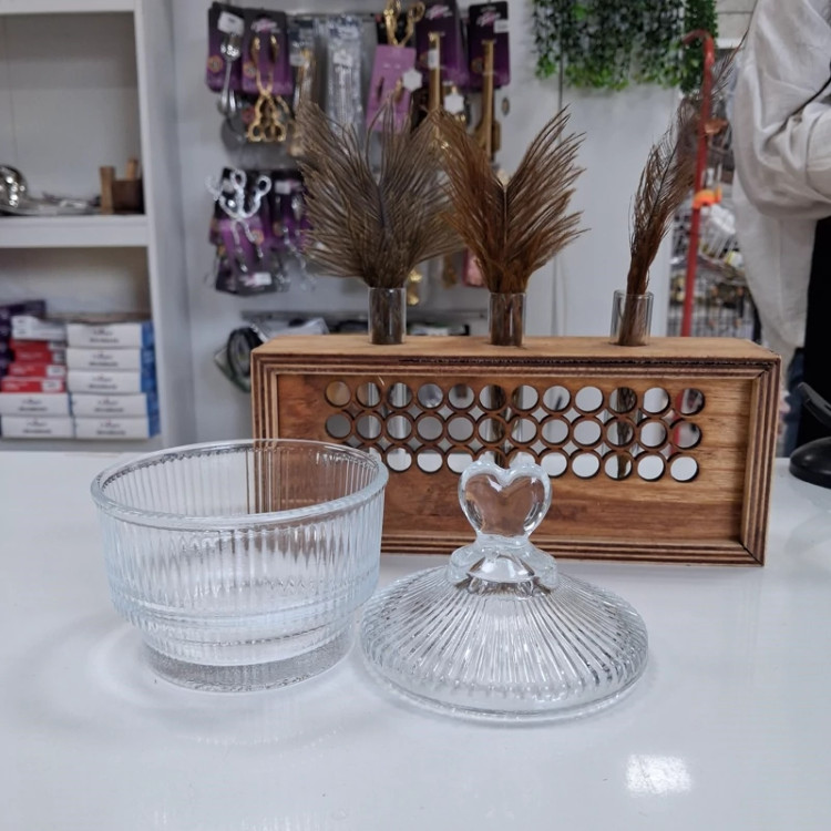 قندان شیشه ای درب قلبی