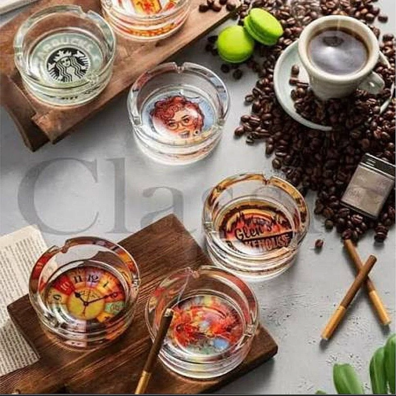 زیر سیگاری گرد کلاسیک شیشه ای فانتزی