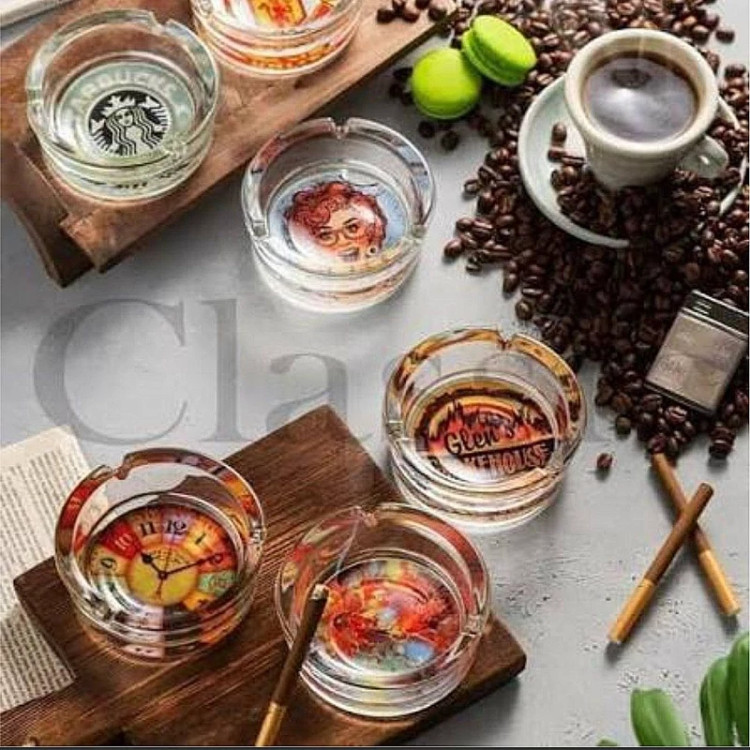 زیر سیگاری گرد کلاسیک شیشه ای فانتزی