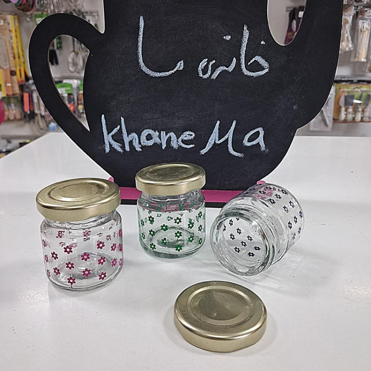 بانکه ادویه و زعفران نقلی گلدار درب فلزی