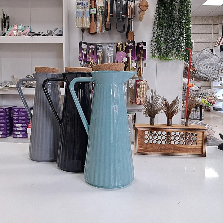پارچ سرامیکی درب چوب پنبه.