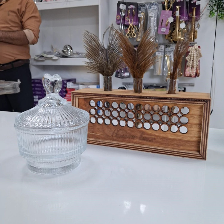 قندان شیشه ای درب قلبی