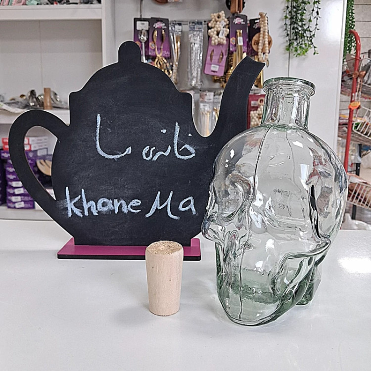 بطری اسکلت شیشه ای درب چوب پنبه