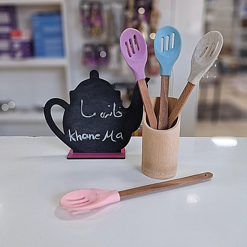ابزار سیلیکونی دسته چوبی (فانتزی)