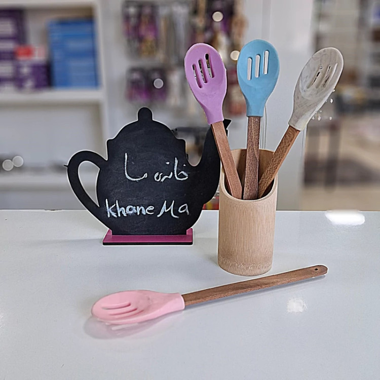 ابزار سیلیکونی دسته چوبی (فانتزی)