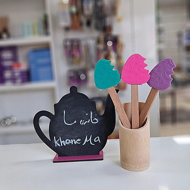 ابزار سیلیکونی رنگی دسته چوبی