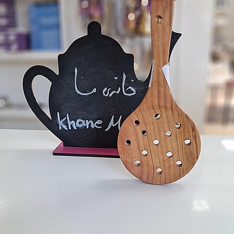 کفگیر پهن دسته کوتاه چوبی