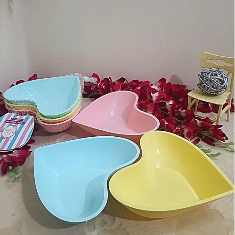 پیاله پلاستیکی رنگی 3 عددی قلبی