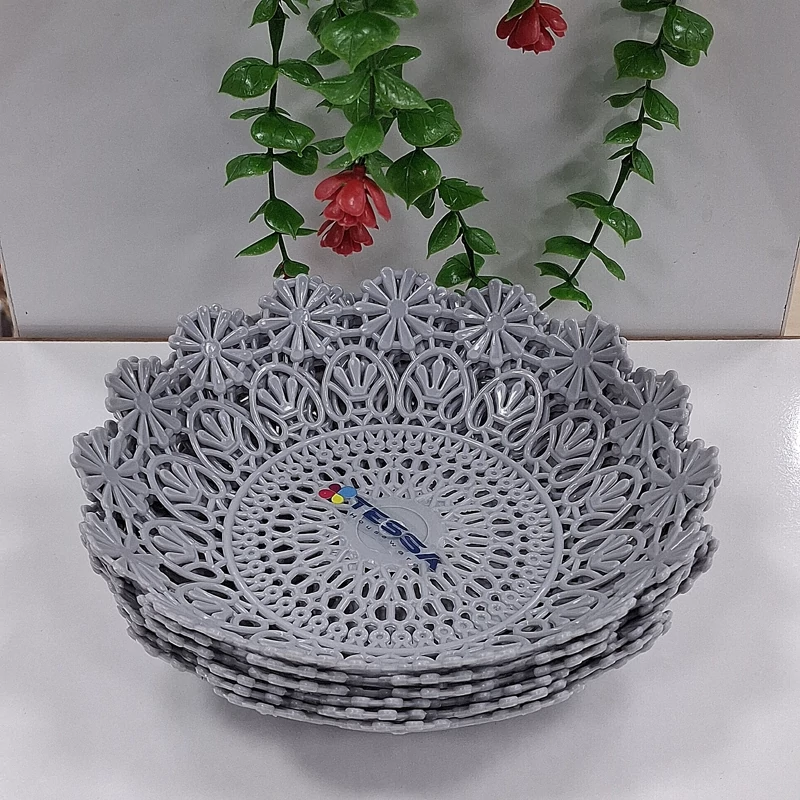سبد سبزی و میوه رومیزی پلاستیکی 6 عددی طرح گل