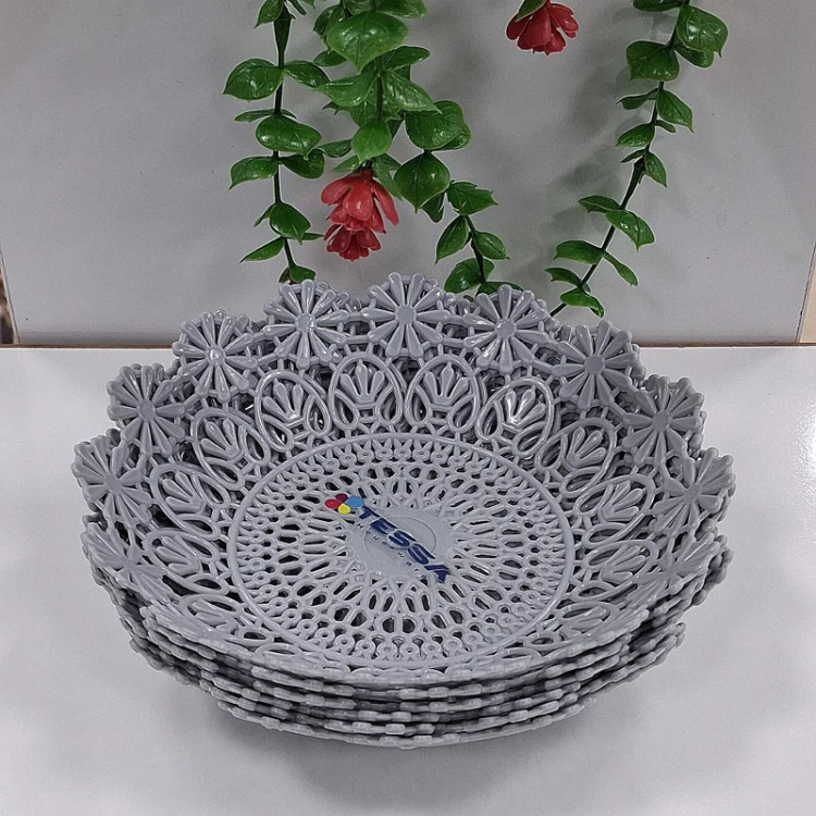 سبد سبزی و میوه رومیزی پلاستیکی 6 عددی طرح گل