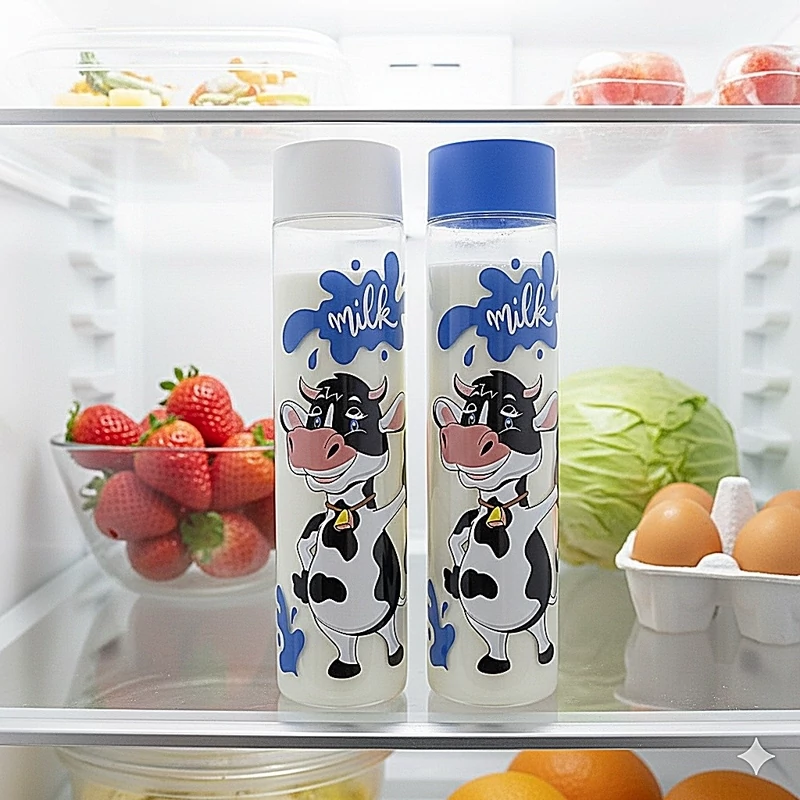 بطری شیشه ای شیر طرح گاو سایز بزرگ