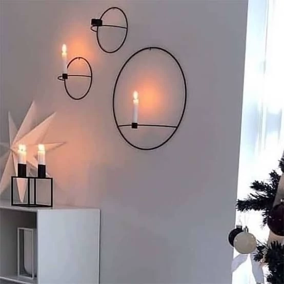 جا شمعی دیواری دایره ای مشکی