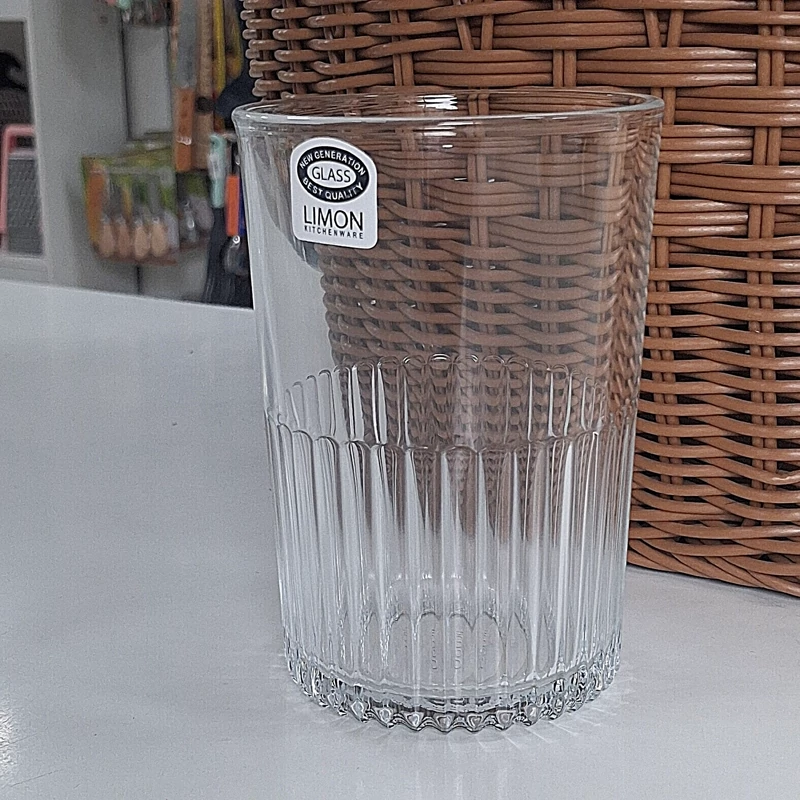 لیوان شیشه ای شیاردار لیمون