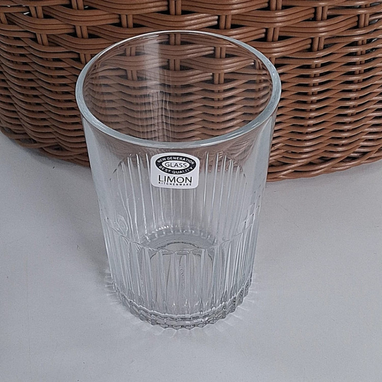 لیوان شیشه ای شیاردار لیمون