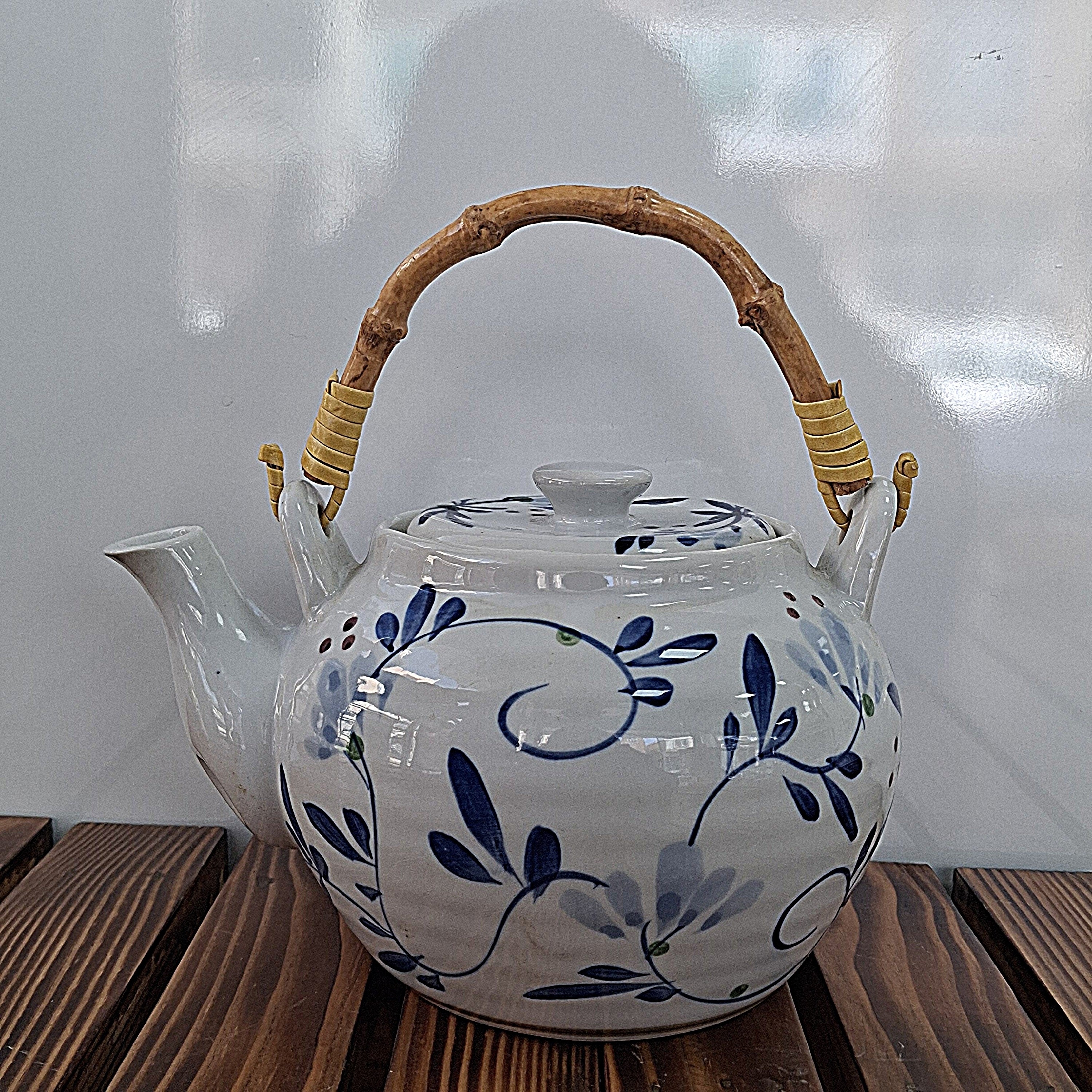 قوری گل اسلیمی کف آبی
