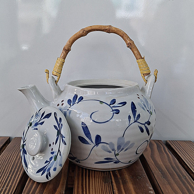 قوری گل اسلیمی کف آبی