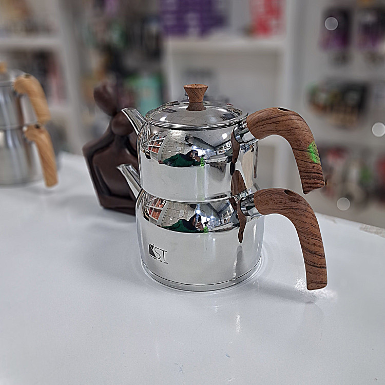 کتری و قوری kst دسته چوبی