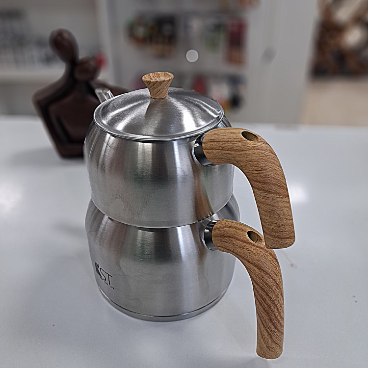 کتری و قوری kst دسته چوبی
