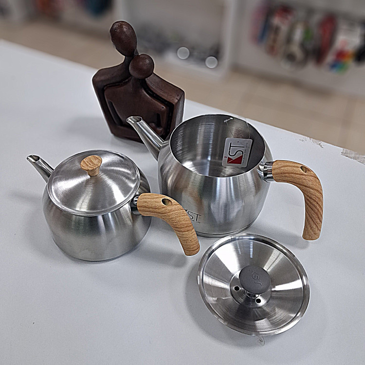 کتری و قوری kst دسته چوبی